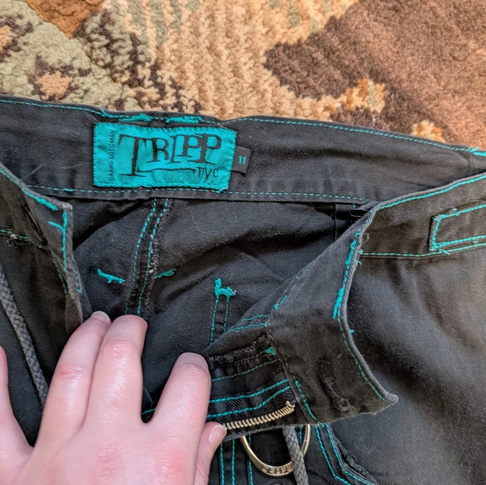 Tripp NYC Black Pants with Teal Stitching - Picture 2 of 8